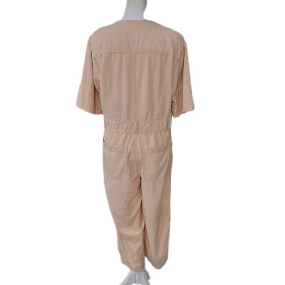 Madewell Womens Top-Stitched Coverall Jumpsuit Blush Short Sleeve Utility Size 0 - Picture 10 of 14